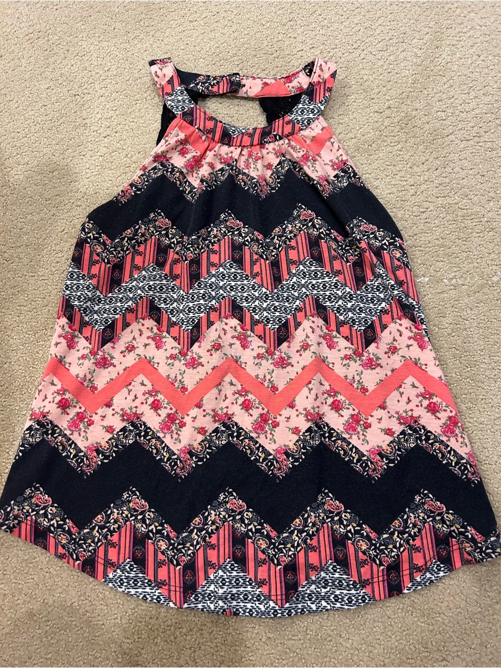 Belle Du Jour Pink & Navy Chevron Halter Tank